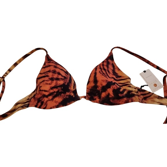Shade & Shore Tiger Print Bikini Top Removable Pads Swimwear Orange 34 B‎ - Picture 1 of 4